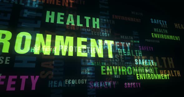 Health safety and environment text loop abstract concept alt