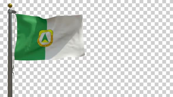 Cuiaba City Flag (Brazil) on Flagpole with Alpha Channel - 4K alt