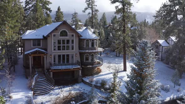 Luxury Winter Holidays Getaway House Amongst Snowy Trees and Grounds, Aerial alt