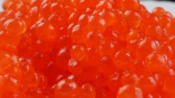 Delicious seafood close up. Red caviar macro. Red caviar tasty and fresh. Expensive delicatessen sal alt