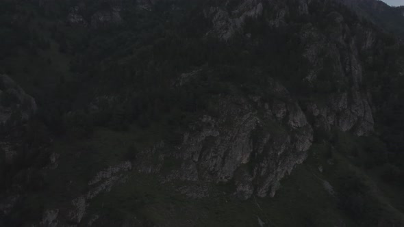 Dark mountains in valley of Altai at sunset time