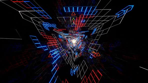 Vj Loop Is A Mystical Bright Shimmering Neon Tunnel With Bright Flying Triangles 02