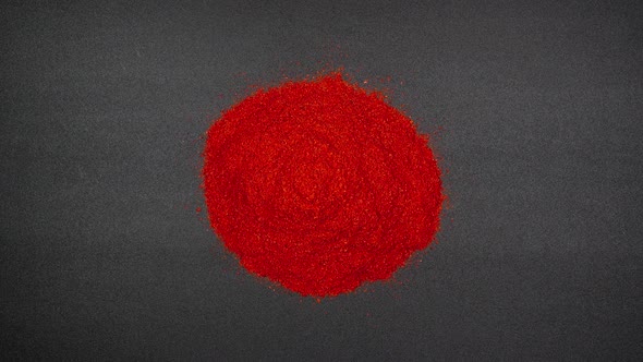 Building of pile of red pepper powder