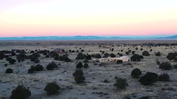 Dome Mountain Home Sunrise Parallax Drone Footage