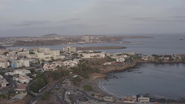 Ungraded Aerial view of Praia city in Santiago - Capital of Cape Verde Islands - Cabo Verde