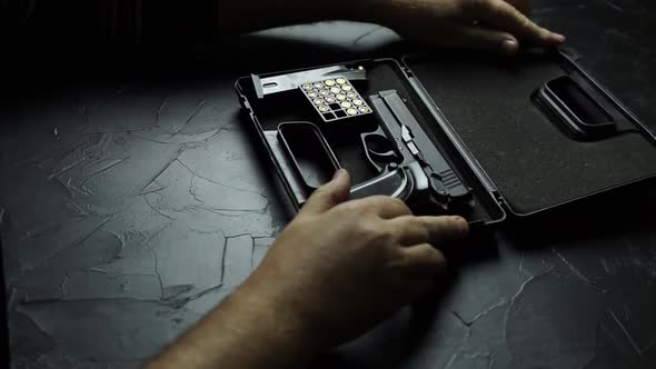 Preparing 9Mm Gun for Shooting on Texture Table