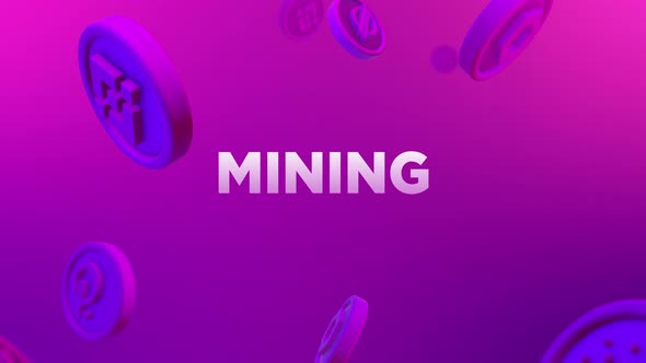 Mining Cryptocurrency Falling Coins Background Loop alt
