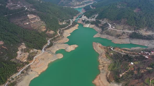 A Large River in Turkey Filmed on a Drone alt