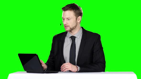 Call Center Operator. Green Screen alt