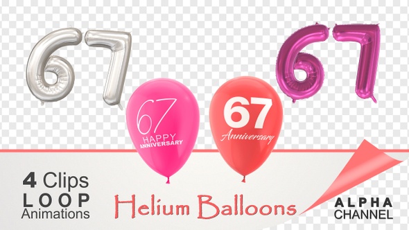 67 Anniversary Celebration Helium Balloons Pack