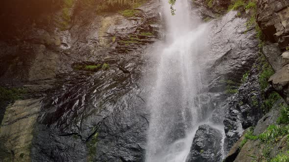 A Beautiful Waterfall in Green Forest alt