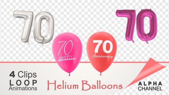 70 Anniversary Celebration Helium Balloons Pack