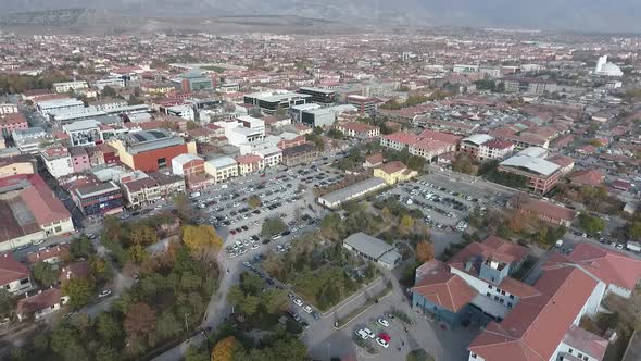 Wide Aerial View of Rooftops of Colorful Houses and Red Rooftops of Traditional Old Historic Houses