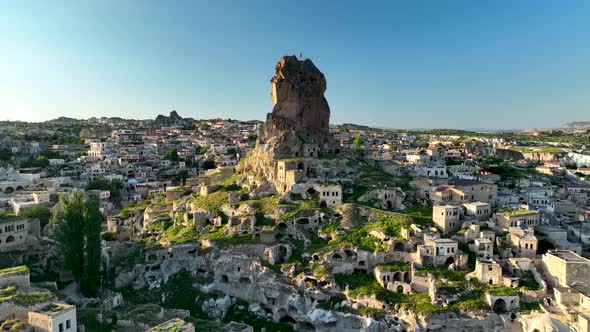 Cappadocia, a semi-arid region in central Turkey, 4 K Aerial view alt