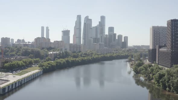 View of the Famous Business centerMoscowCity Across the River at Dawn alt