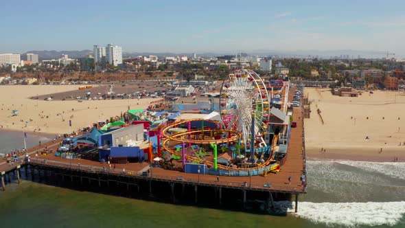 Aerial View of the Santa Monica Pier in Santa Monica LA California alt