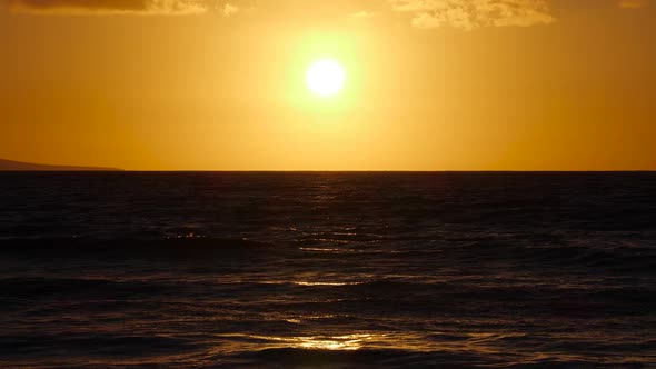 Big Red Hot Sun Above Ocean Horizon Sunset Over the Sea Big Rising Sun with Clouds alt