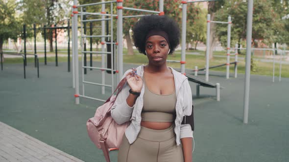 Portrait of African American Woman at Outdoor Workout alt