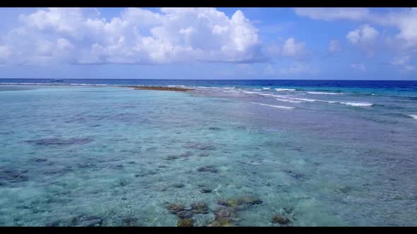Aerial top view tourism of tropical seashore beach holiday by blue sea with white sand background of alt