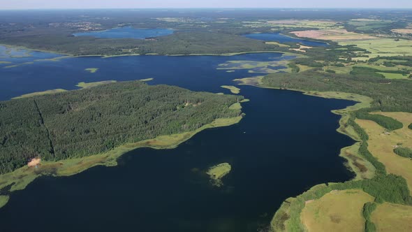 Top View of the Snudy and Strusto Lakes in the Braslav Lakes National Park the Most Beautiful Lakes
