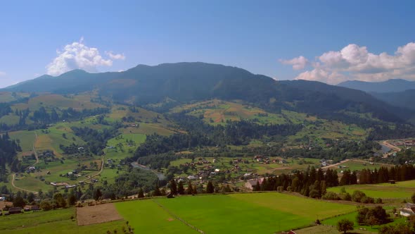 Village Valley Landscape in Carpathian Mountains alt