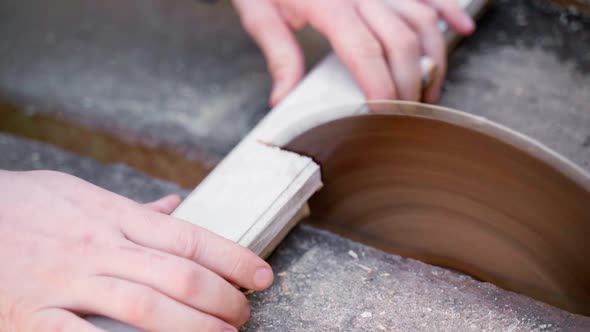 Cutting an Old Wooden Window Frame on a Circular Saw alt