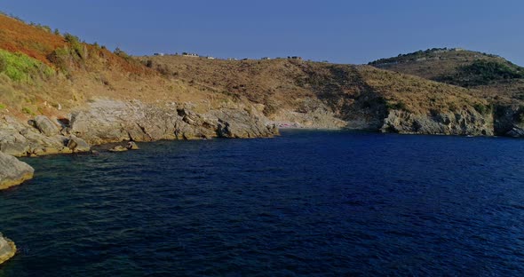 Beach on Coast of Ionian Sea in Albania View From Drone alt