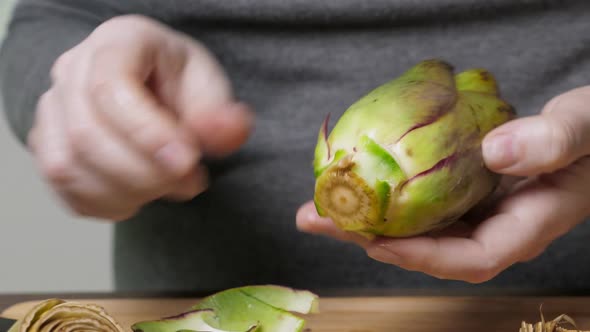 Woman Cleaning Artichokes alt