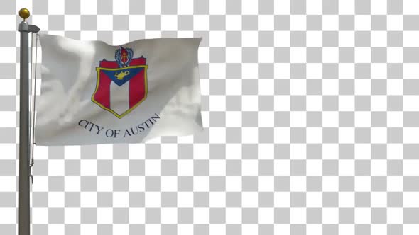 Austin City Flag (Texas) on Flagpole with Alpha Channel alt
