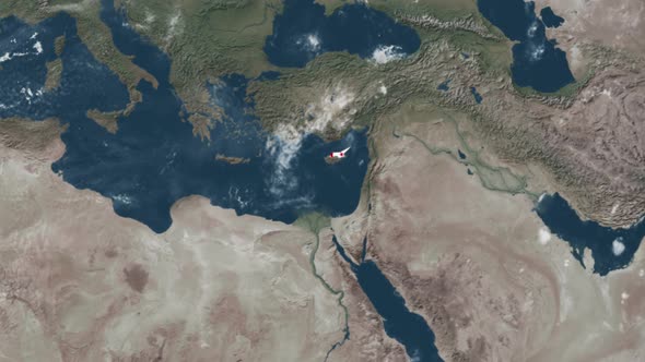 4k Globe Map of Northern Cyprus with a flag (Highlighted) alt