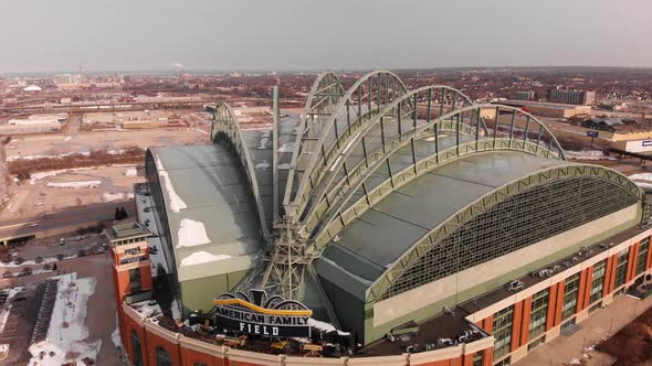 Milwaukee Brewers Wisconsin American Family Field Baseball Stadium Aerial Drone