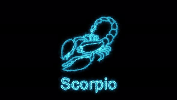 The Scorpio zodiac symbol, horoscope sign lighting effect green neon glow