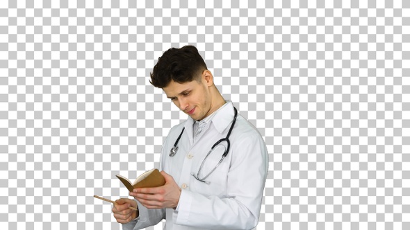 Expressive young male doctor with creative, Alpha Channel alt