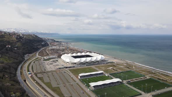 Aerial View of Stadium in Trabzon Turkey alt