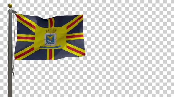 Campo Grande City Flag (Brazil) on Flagpole with Alpha Channel - 4K alt