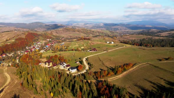Highlands and Hills with Terracota Forests Under Blue Sky