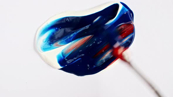 Artist Mixing Ingredients Watercolor Using Palette Knife and Pigments on White Background alt