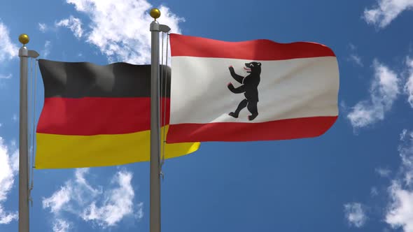 Germany Flag Vs Berlin Flag on Flagpole alt