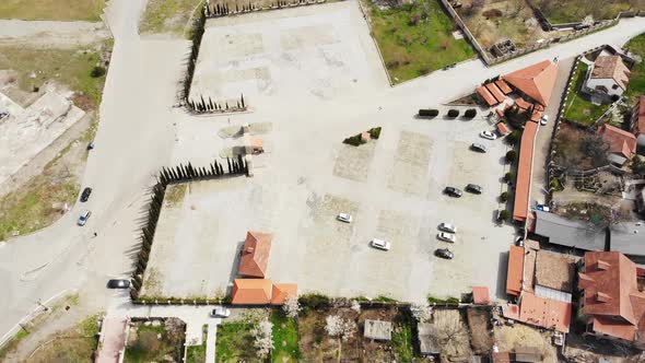 Aerial View Isolated Car Parking Aeria In Mtskheta, Georgia alt