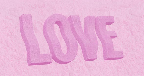 Minimal motion design. 3d creative text love in pink abstract space