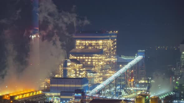 Industrial landscape, coal-fired power plants smoke, alt