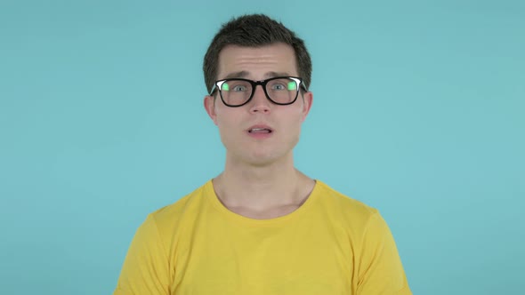 Sad Man, Blue Background alt