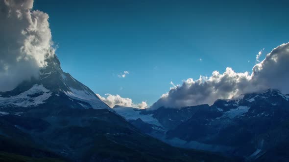 matterhorn alps switzerland mountains snow peaks ski timelapse sunset dusk