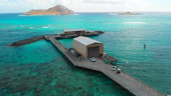 Aerial of Makai Pier in Hawaii alt