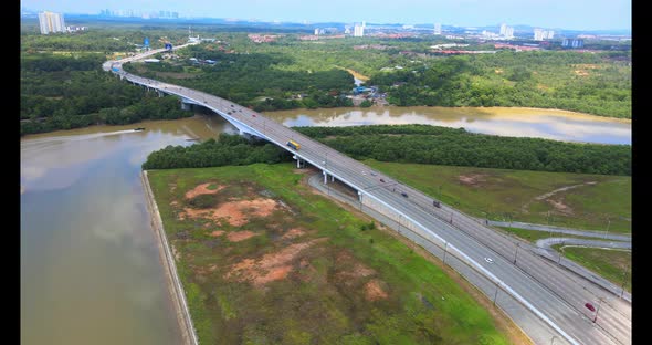 Skudai River and Sultan Ismail Highway with the Iskandar Coastal Bridge