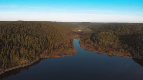 River Orekilsalven Connected to Karsjon Bohuslan Sweden Aerial