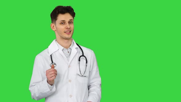 Orthopedist Talking To Camera and Dancing After Everything Will Be Fine on a Green Screen, Chroma alt