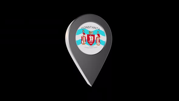 3d Animation Map Navigation Pointer With Flag Of Constanta (Romania) With Alpha Channel - 2K alt