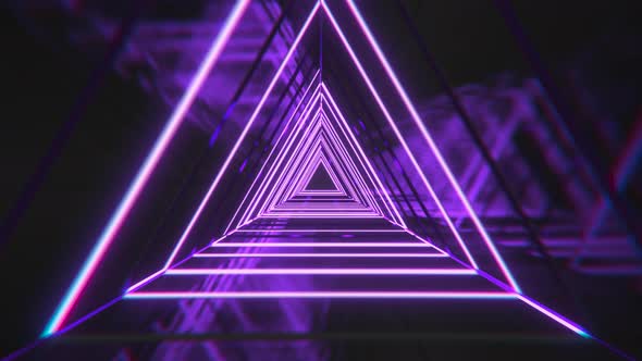 Pink Neon Triangle Tunnel VJ Loop