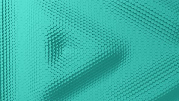 Abstract turquoise  hexagon with offset effect
